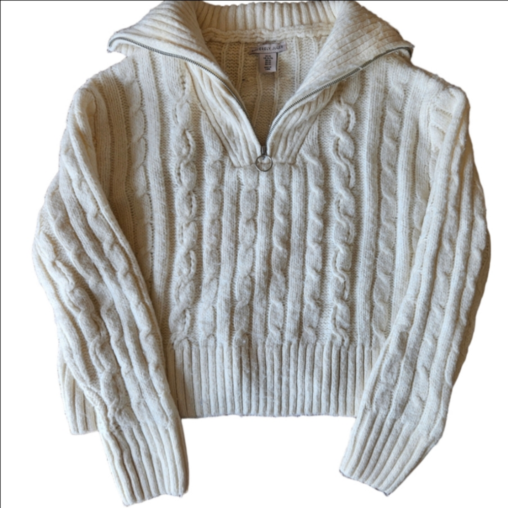 Sincerely Jules Cream Cable Knit Turtleneck Sweater